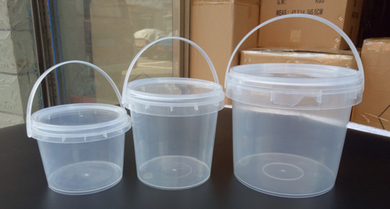 Balde de plástico transparente com superfície lisa com IML / Transferência Térmica / Serigrafia