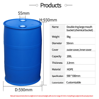 Cilindro plástico branco do tambor do produto comestível 200L com a tampa do parafuso para o armazenamento