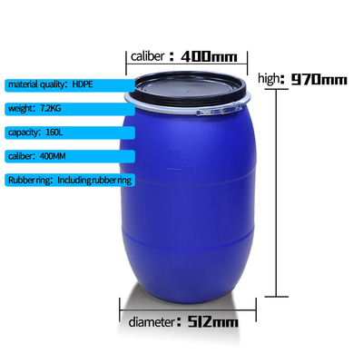 da cubeta grande da boca da cubeta da flange 160L cilindro plástico químico do tambor