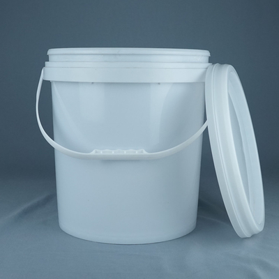Balde de plástico de qualidade alimentar empilhável com tampa e alça branco reciclável -40°F a 180°F