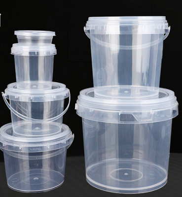 Cubeta plástica transparente visível do produto comestível em vários tamanhos