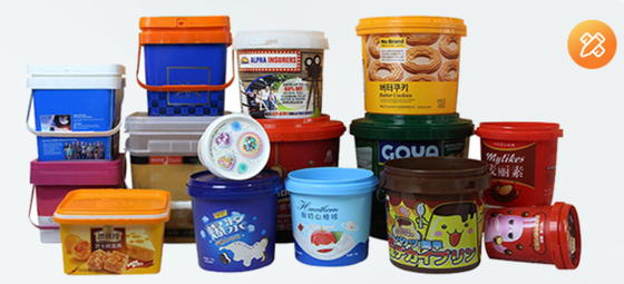 Balde de armazenamento de alimentos em plástico branco de PP/HDPE