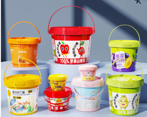 Balde de armazenamento de plástico branco personalizado reutilizável para alimentos