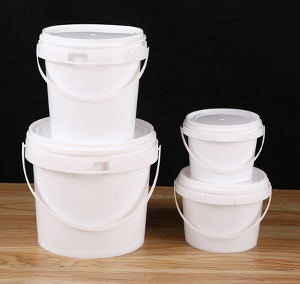 Balde de plástico de qualidade alimentar empilhável com tampa e alça branco reciclável -40°F a 180°F