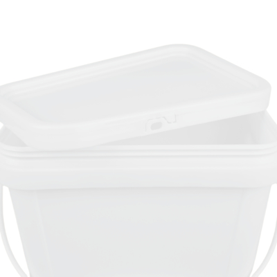 Balde de plástico quadrado de qualidade alimentar com IML/transferência térmica/escrita 1,2 kg