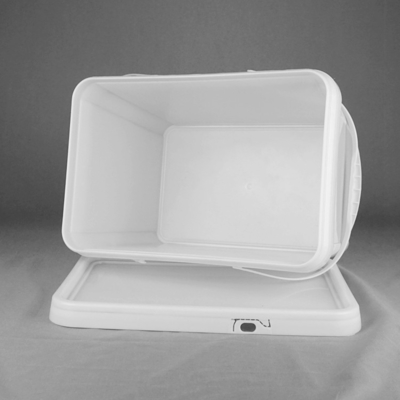 Cilindro retangular do empacotamento plástico de produto comestível 20kg com tampa e os punhos duplos