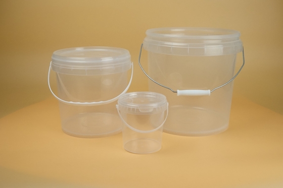 Balde de plástico transparente personalizável com design durável para alimentos, molho, biscoito, sorvete