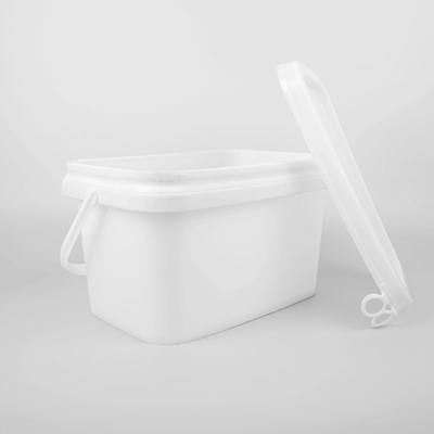 5L PP utilizam ferramentas as cubetas plásticas do quadrado branco da cubeta do armazenamento retangulares