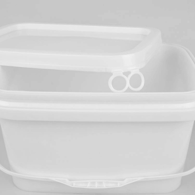 5L PP utilizam ferramentas as cubetas plásticas do quadrado branco da cubeta do armazenamento retangulares